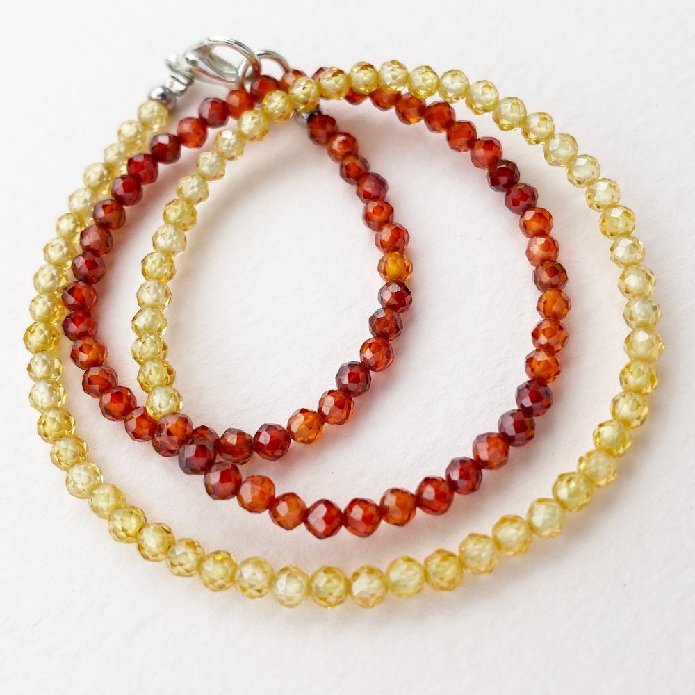 Citrine & carnelian choker, tiny faceted gemstone necklace, summer jewelry
